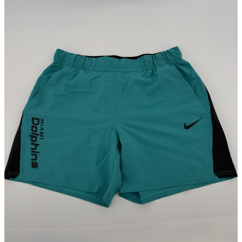 NFL Miami Dolphins Shorts Men's Large Team Issued Nike Dri Fit Drawstring Teal
